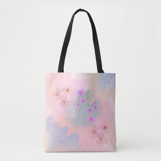 waterverf bloemen en vlinders tote bag (Voorkant)