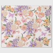 Waterverf bloemen en vlinders wilde bloem roze cadeaupapier (Vlak)