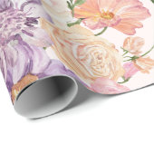 Waterverf bloemen en vlinders wilde bloem roze cadeaupapier (Rol Hoek)