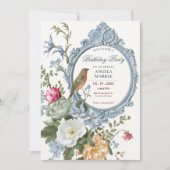 Waterverf bloemen en vogel lijst Verjaardag Kaart (Voorkant)