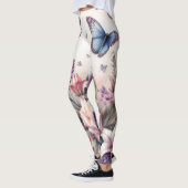 Waterverf Bloemen en zee en schelpen op het strand Leggings (Links)