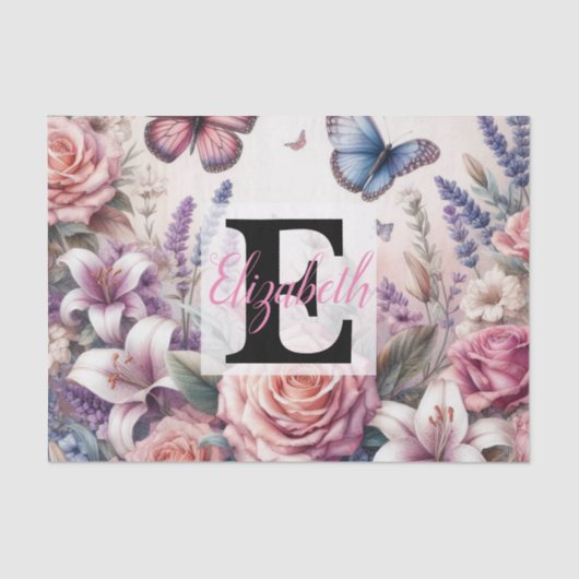 Waterverf Bloemen en zee en schelpen op het strand Tissuepapier (Voorkant)