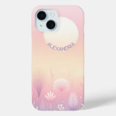 Waterverf bloemen en zon met naam Case-Mate iPhone case (Achterkant)