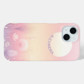 Waterverf bloemen en zon met naam Case-Mate iPhone case (Achterkant (horizontaal))