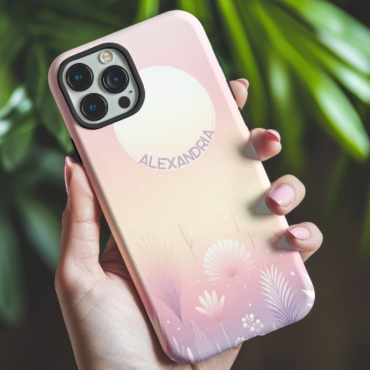 Waterverf bloemen en zon met naam Case-Mate iPhone case