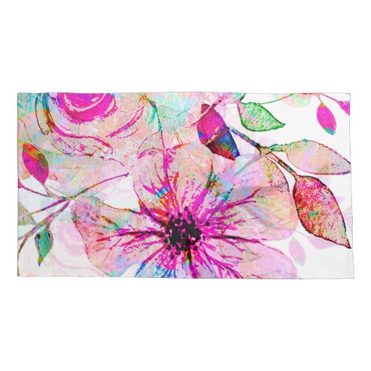 Waterverf bloemen Enkelvoudig hoes, koningsgrootte Kussensloop (Achterkant)