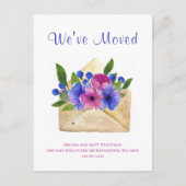 Waterverf Bloemen Envelop L We hebben Verhuisd Nie Briefkaart (Voorkant)