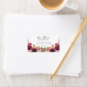 Waterverf bloemen etiket
