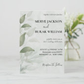 Waterverf bloemen eucalyptus bruiloft kaart (Staand voorkant)