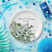 Waterverf Bloemen Eucalyptus Bruiloft Papieren Bordje (Feest)