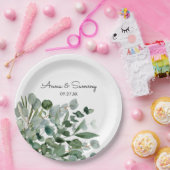 Waterverf Bloemen Eucalyptus Bruiloft Papieren Bordje (Feest)