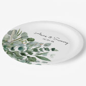 Waterverf Bloemen Eucalyptus Bruiloft Papieren Bordje (Gekanteld)