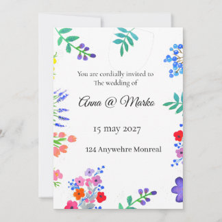 Waterverf bloemen feestdagenkaart