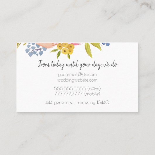 Waterverf bloemen Feminine Elegant Visitekaartje (Achterkant)