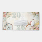 Waterverf Bloemen Fietsen Kalender 2026 Bureaumat (Keyboard & Muis)