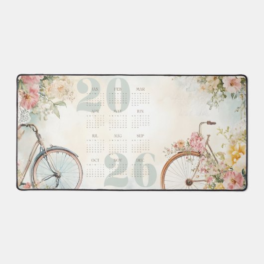 Waterverf Bloemen Fietsen Kalender 2026 Bureaumat (Voorkant)