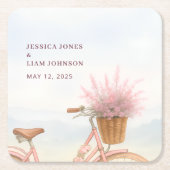 Waterverf Bloemen  Fietsverlovingsfeest Kartonnen Onderzetters (Voorkant)