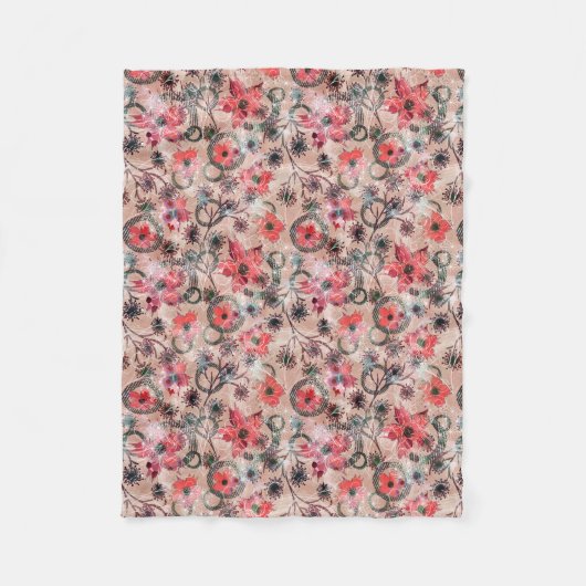 Waterverf, bloemen. fleece deken (Voorkant)