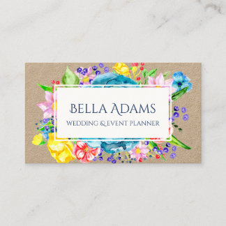 Waterverf bloemen Floral kleurrijk botanisch Visitekaartje