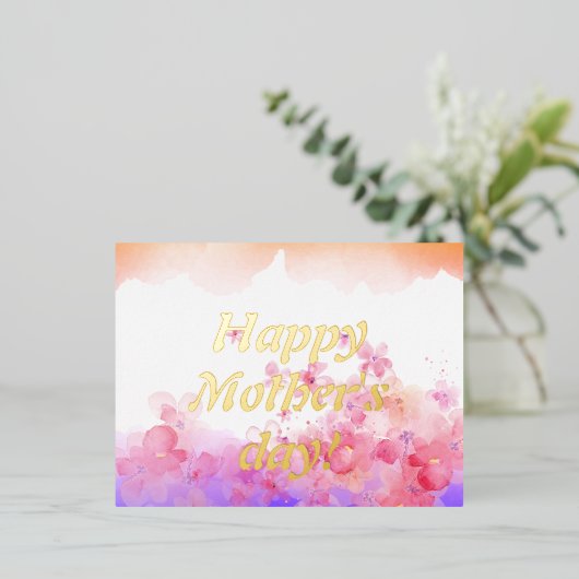 Waterverf bloemen folie feestdagen briefkaart (Staand Voorkant)