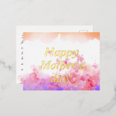 Waterverf bloemen folie feestdagen briefkaart (Voorkant / Achterkant)