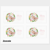 Waterverf Bloemen Foto Geboorte Aankondiging Rechthoekige Sticker (Vel)