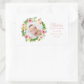 Waterverf Bloemen Foto Geboorte Aankondiging Rechthoekige Sticker (Tas)