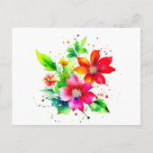 Waterverf Bloemen Foto Kerstmis Briefkaart (Achterkant)