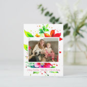 Waterverf Bloemen Foto Kerstmis Briefkaart (Staand voorkant)