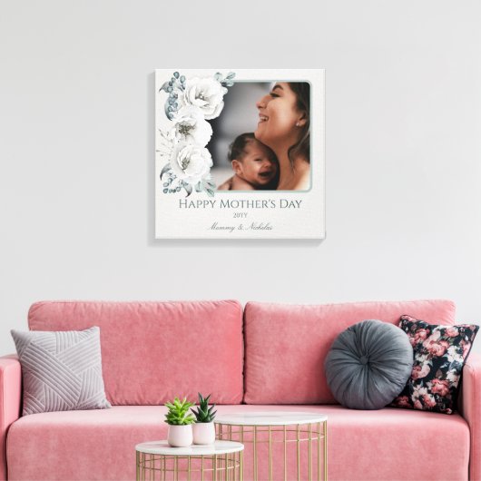 Waterverf Bloemen Foto Moederdag Canvas Afdruk (Insitu (Woonkamer))