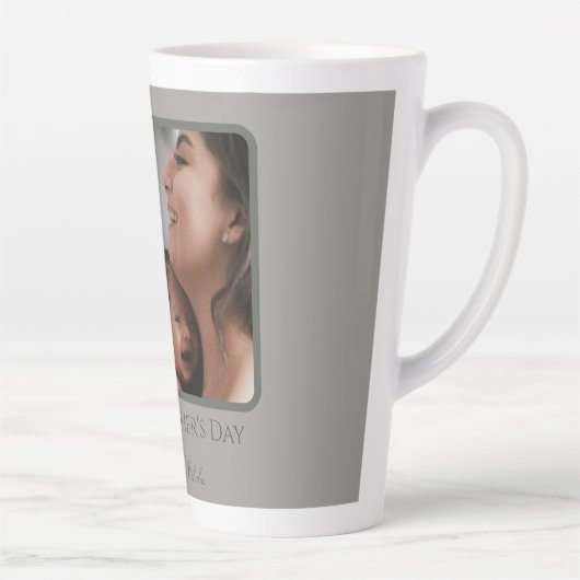 Waterverf Bloemen Foto Moederdag | Gray Latte Mok (Rechts)