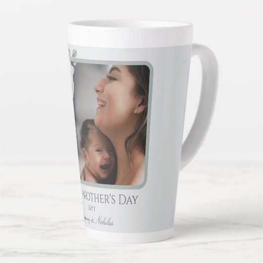 Waterverf Bloemen Foto Moederdag Latte Mok (Rechterhoek)