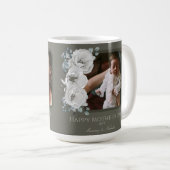 Waterverf Bloemen Foto Moederdag | Olijfgroen Koffiemok (Voorkant rechts)