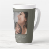 Waterverf Bloemen Foto Moederdag | Olijfgroen Latte Mok (Rechterhoek)