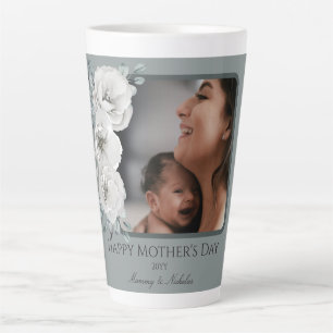 Waterverf Bloemen Foto Moederdag   Sage Green Latte Mok