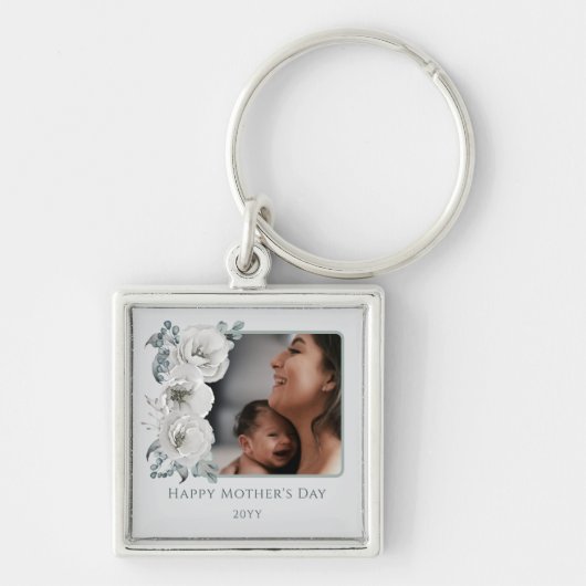 Waterverf Bloemen Foto Moederdag Sleutelhanger (Voorkant)