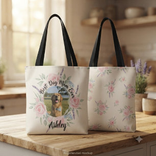 Waterverf Bloemen Foto van Beste Hond Moeder Ooit Tote Bag