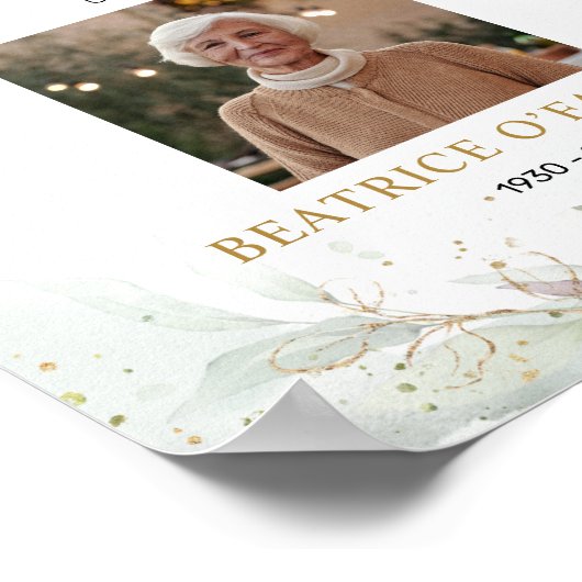 Waterverf Bloemen Foto Welkom Herdenkingsdienst Poster (Hoek)