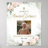 Waterverf Bloemen Foto Welkom Herdenkingsdienst Poster (Voorkant)