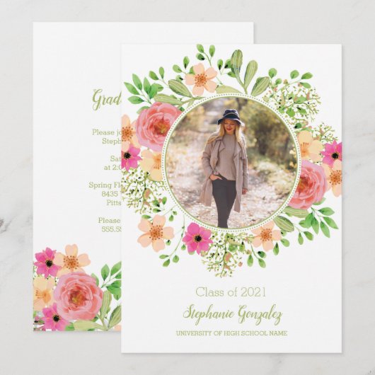 Waterverf bloemen Fotogradatie Partij Uitnodigen Kaart (Voorkant / Achterkant)