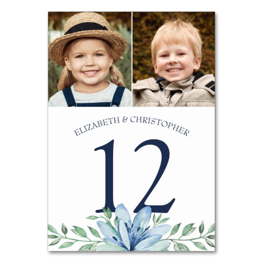 Waterverf Bloemen Foto's Trouwtafel Nummer Teken Kaart (Achterkant)