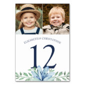 Waterverf Bloemen Foto's Trouwtafel Nummer Teken Kaart (Voorkant)