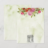 Waterverf Bloemen Franse boog bruiloft Informatiekaartje (Voorkant / Achterkant)