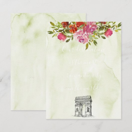 Waterverf Bloemen Franse boog bruiloft Informatiekaartje (Voorkant / Achterkant)