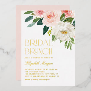 Waterverf bloemen Garden Bridal Brunch Folie Uitnodiging