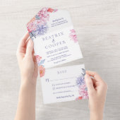 Waterverf bloemen Garden Floral Wedding All In One Uitnodiging (Afscheurbaar)