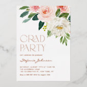  Waterverf bloemen Garden Graduation Party Folie Uitnodiging (Voorkant)