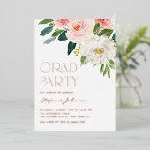  Waterverf bloemen Garden Graduation Party Folie Uitnodiging (Staand Voorkant)