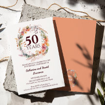 Waterverf Bloemen Garland Koraal roze 50e bruiloft