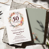 Waterverf Bloemen Garland Sage groen 50e bruiloft Kaart